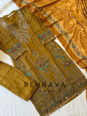 Rayon Embroidered Suit-8032/3746
