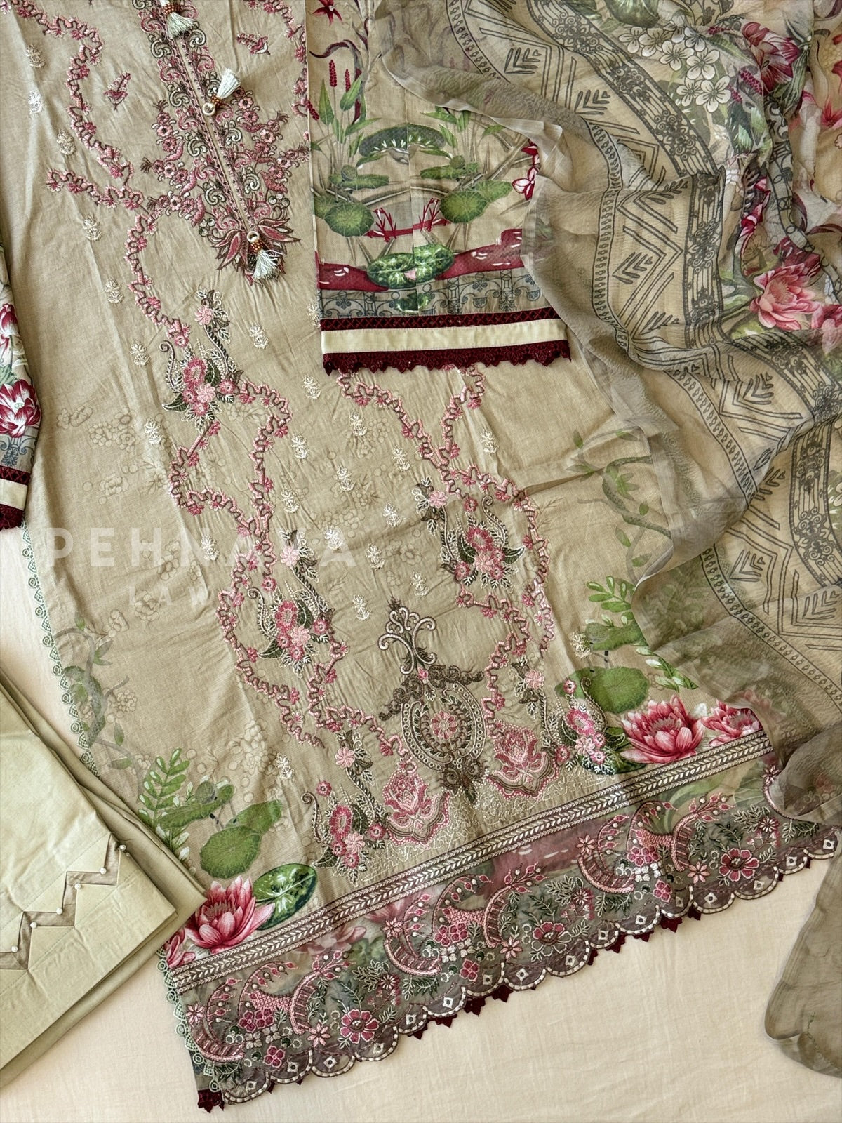 Floral Embroidered Cotton Suit -4111