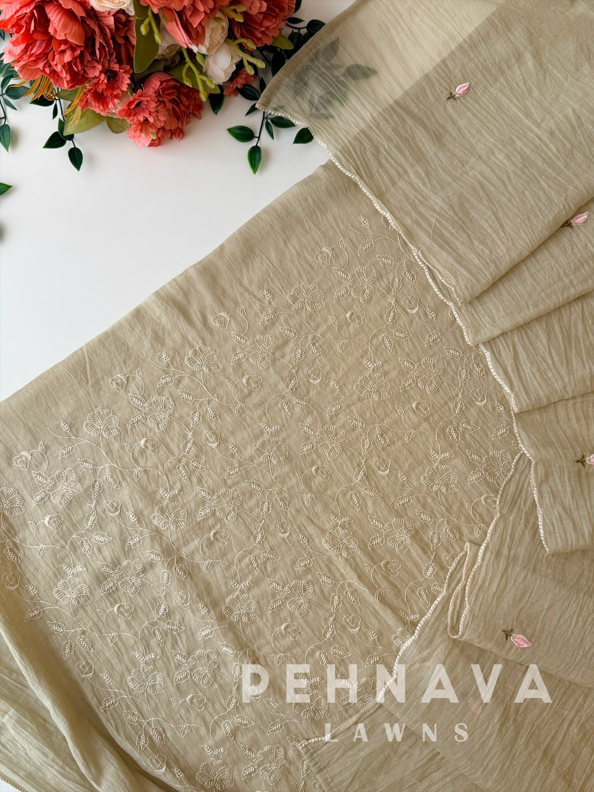 Heavy Embroidered Unstitched Chanderi Suit
