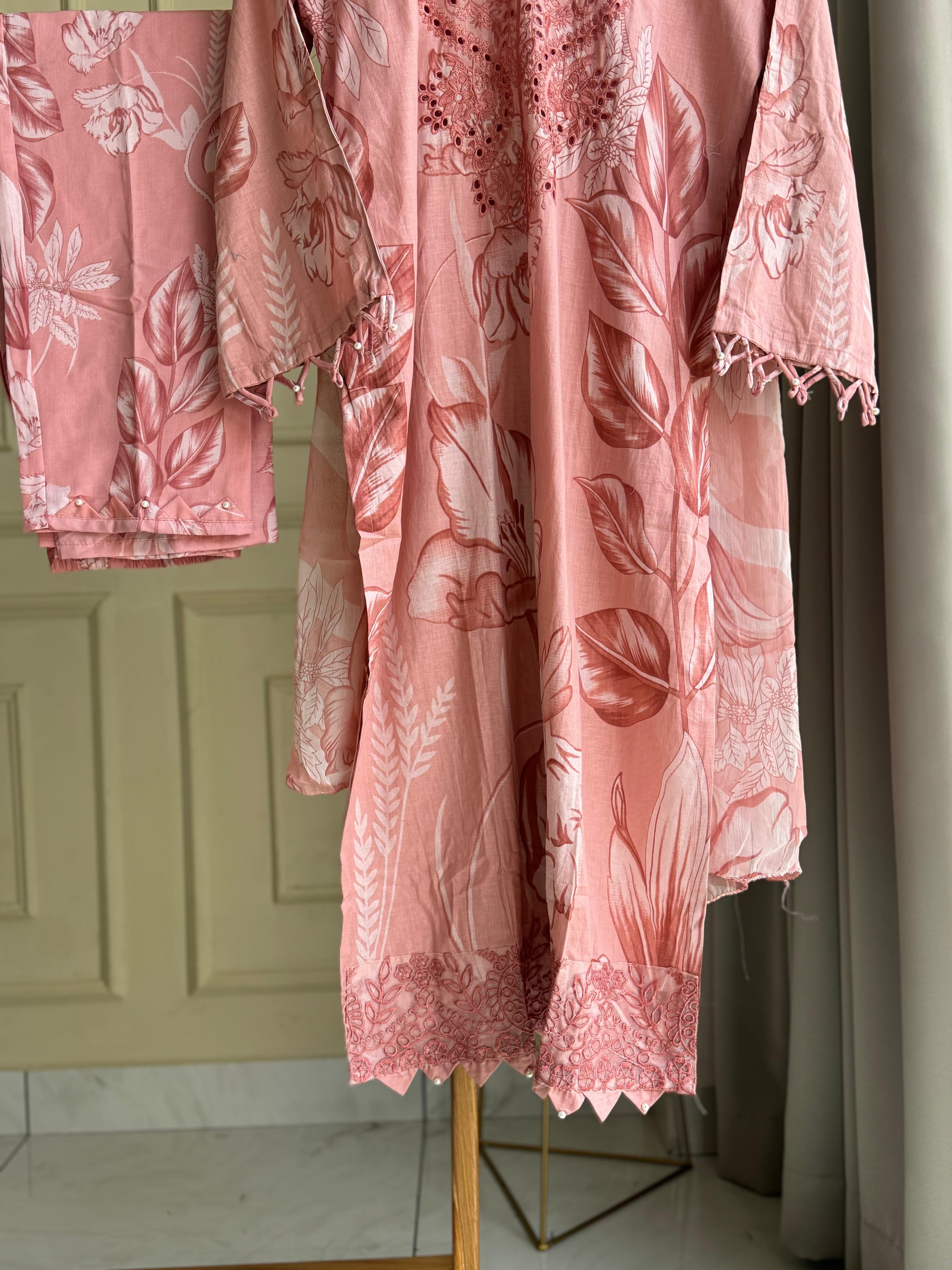 Cotton Casuals with Self Embroidered Dupatta-3907