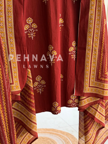 Floral Block Print Suit Set-18193