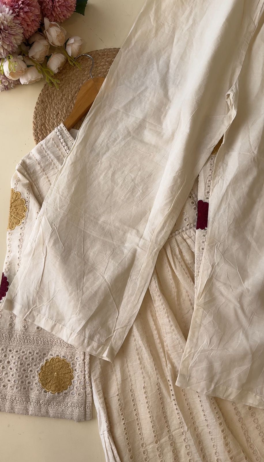 White Hakoba suit with Embroidery detailings