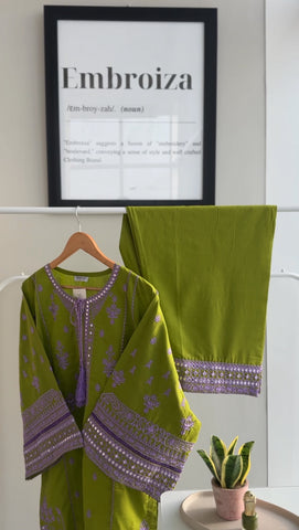 Embroiza Pakistani Modern Two Piece Suit-Matcha