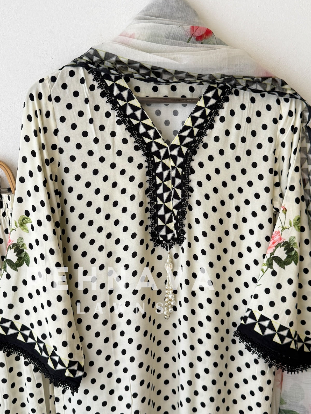Polka Dot Printed Farshi Shalwar Set-384