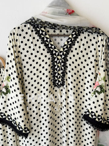 Polka Dot Printed Farshi Shalwar Set-384