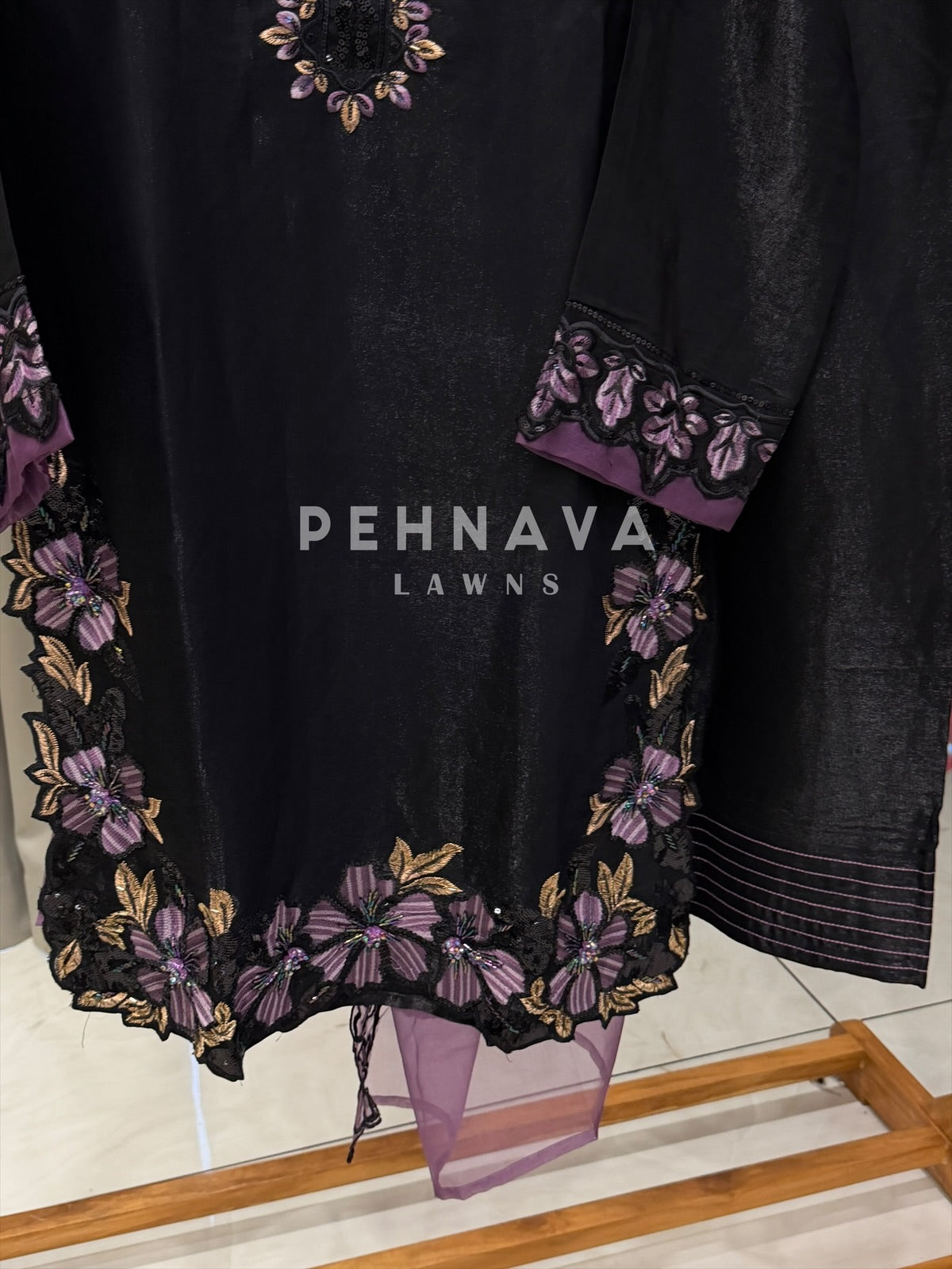 Floral Embroidered Three Piece Suit-1590