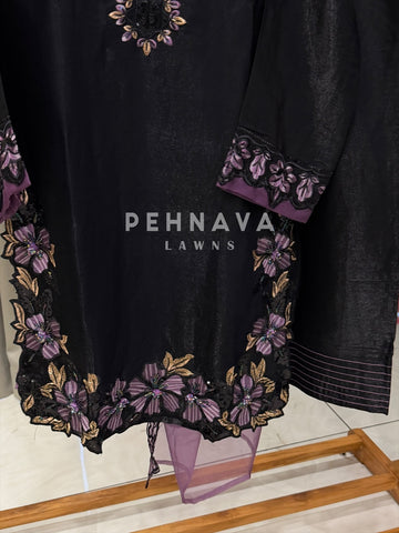Floral Embroidered Three Piece Suit-1590