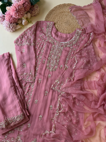 Pure Heavy Handworked Organza Suit-9654