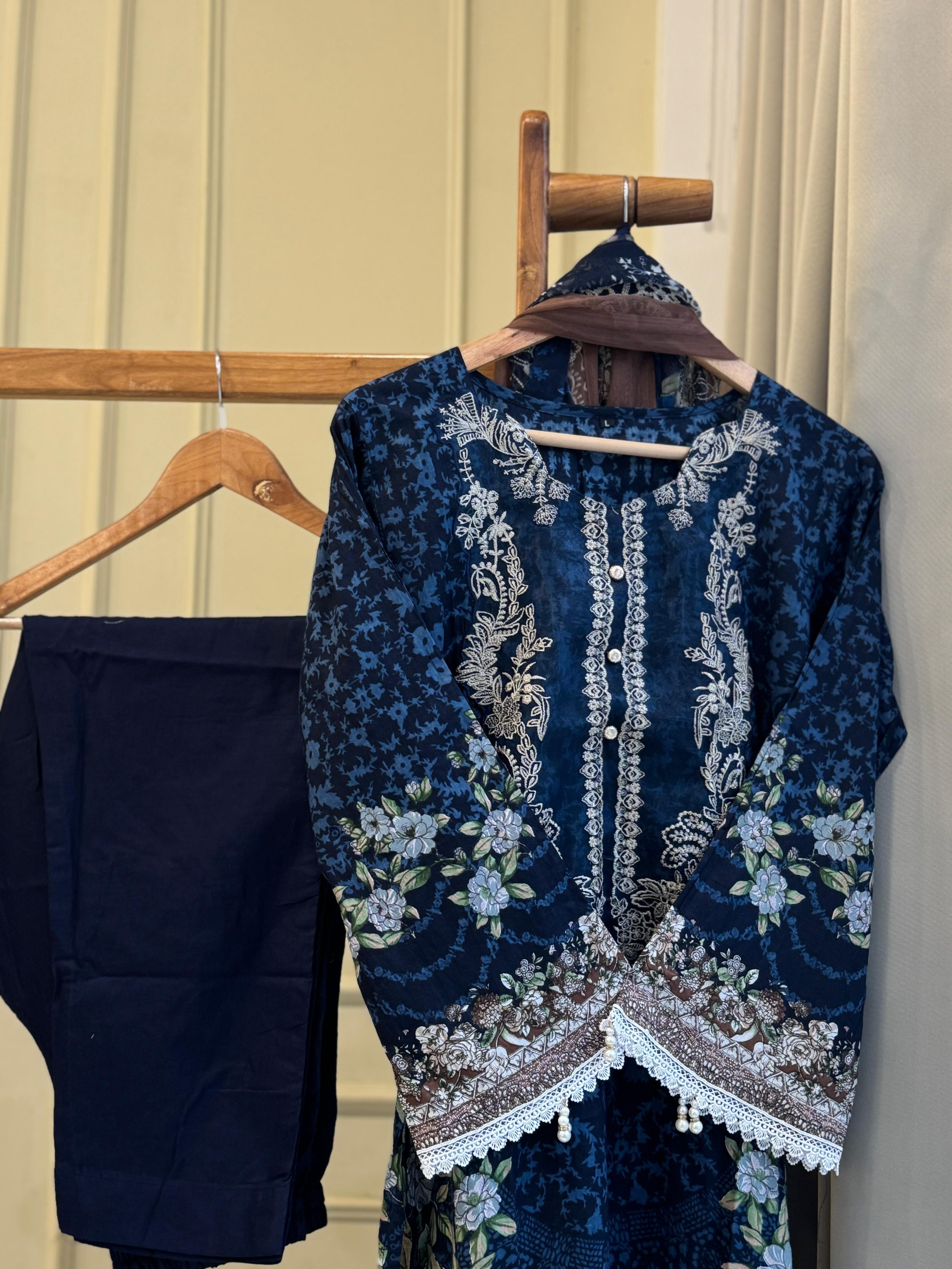 Printed Casual Cotton Suit Ft. Embroidered Dupatta