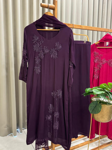 Floral Handworked Chinnon Salwar Kameez