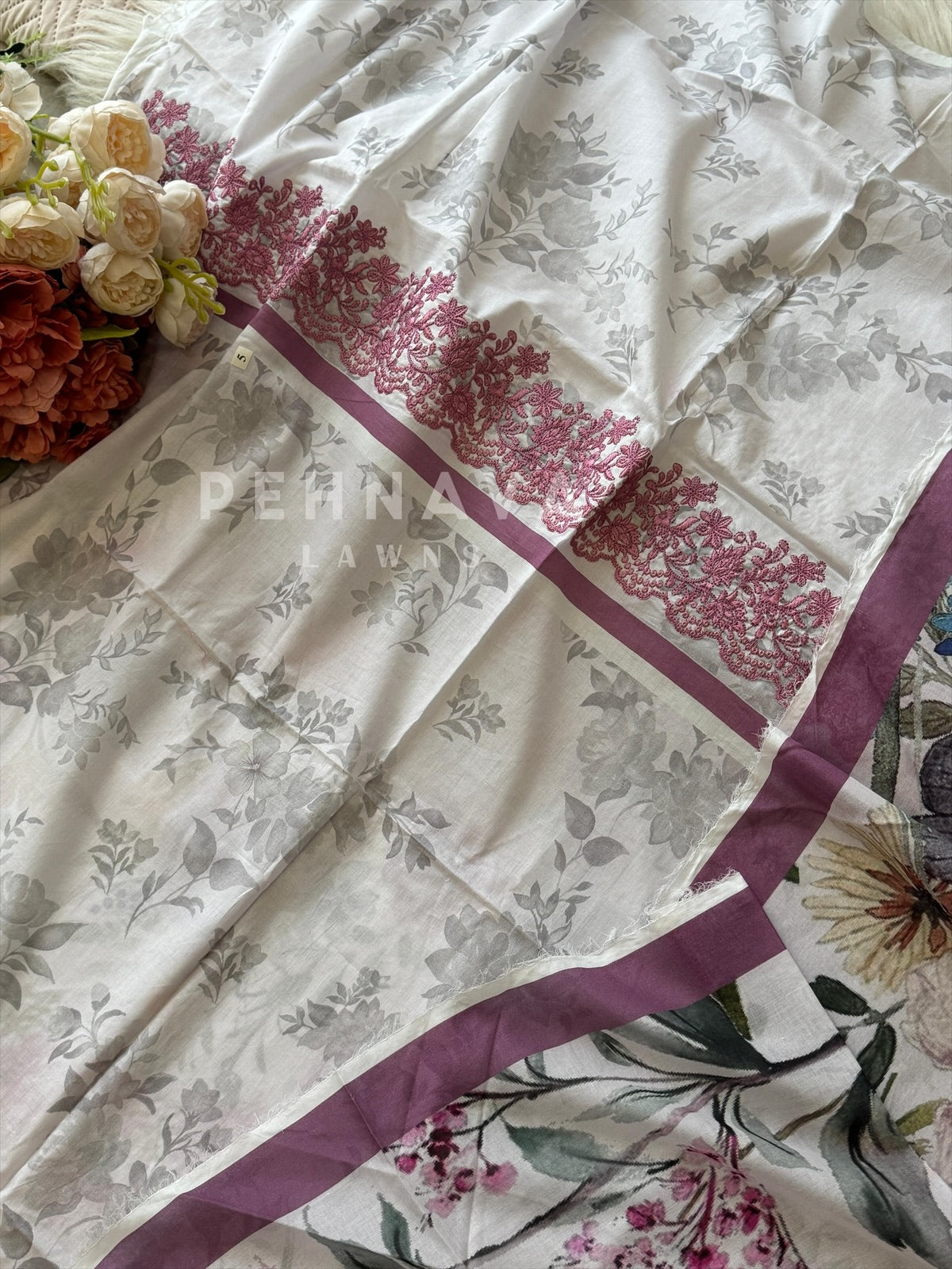 Premium Khaadi Sleeve Embroideres Lawn Suit-KS01