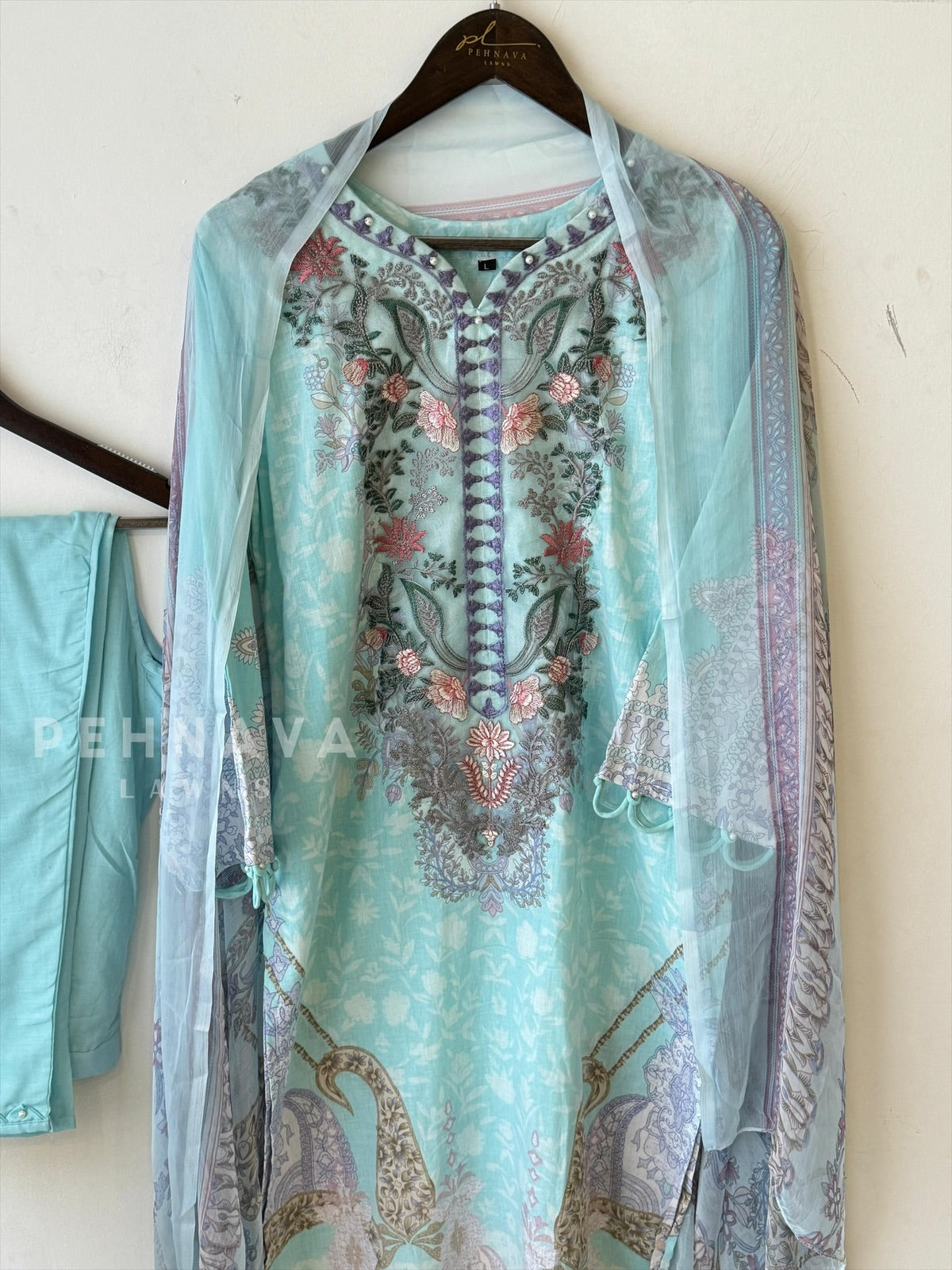 Embroidery Printed Suit Set-1514