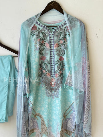 Embroidery Printed Suit Set-1514