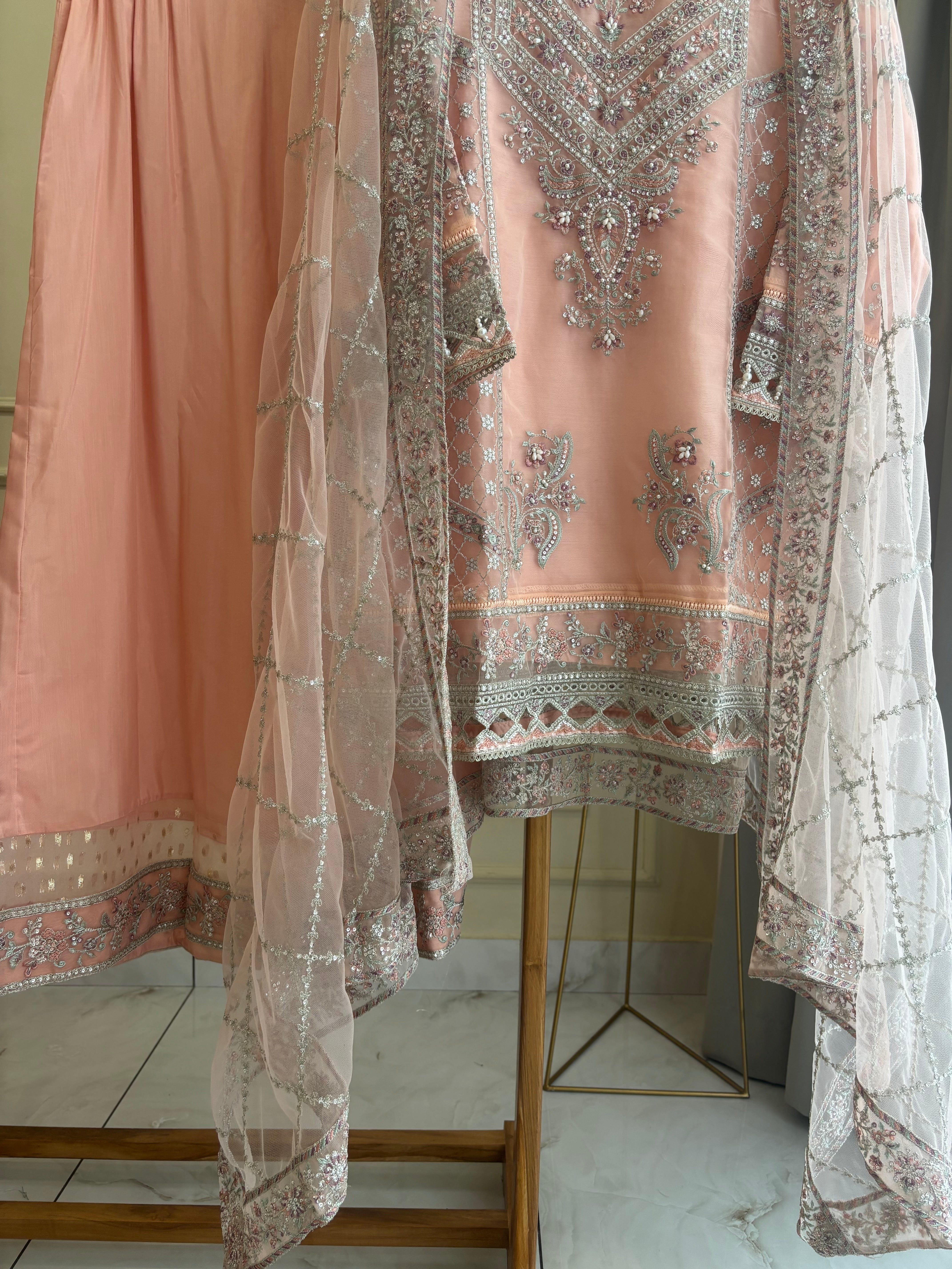 Organza Heavy Handworked Suit-5173