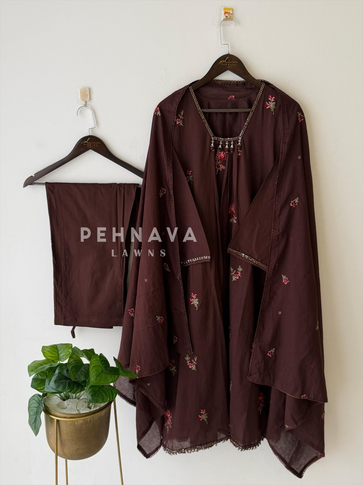 Neck Tassel Embroidered Suit-4163 - Pehnava Lawns