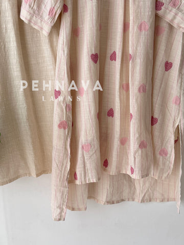 Striped Heart Embroidered Co-ord Set-6222