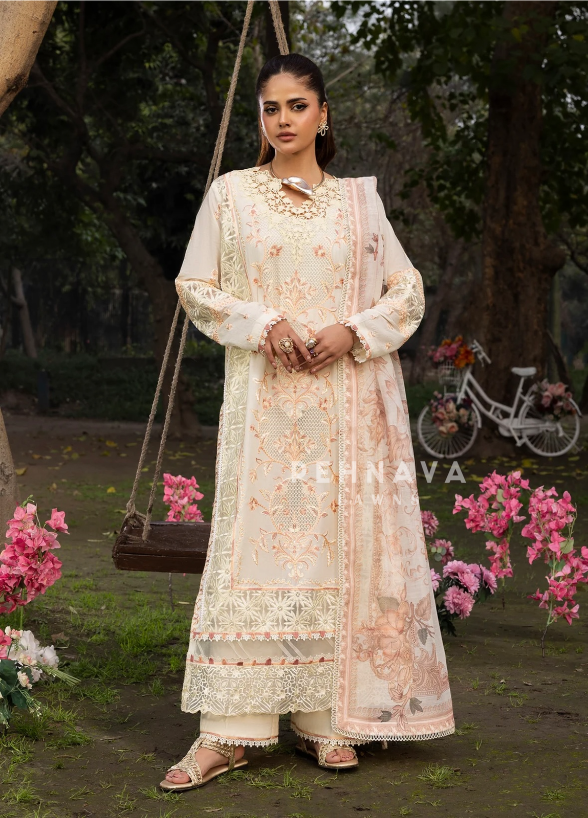 Zarqun Premium Cotton Embroidered Ensemble