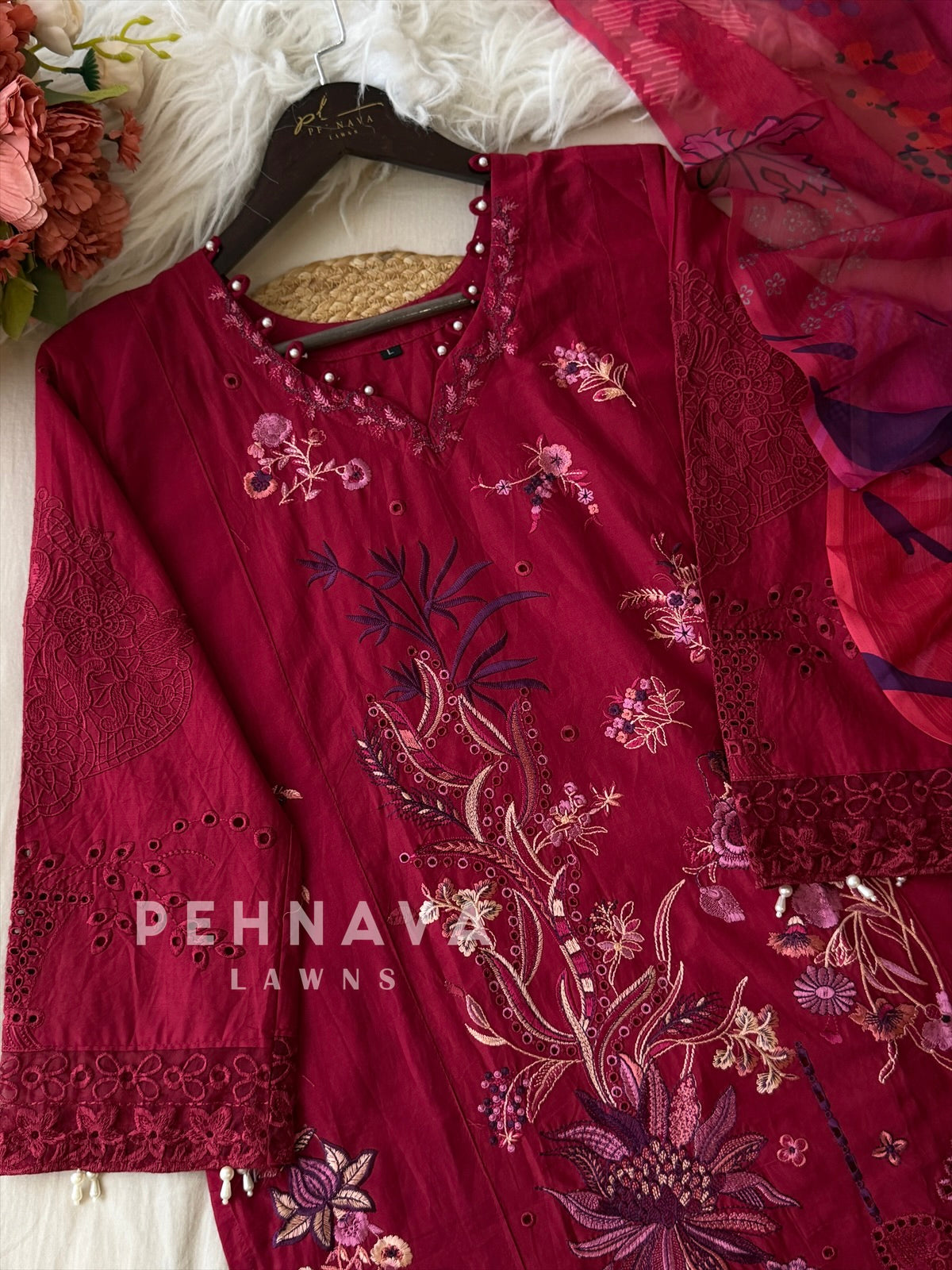 Floral Embroidered Suit Set