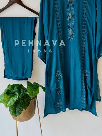 Muslin Embroidered Ensemble D041