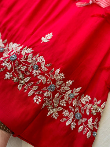 Vibrant Red Pure Chanderi Suit