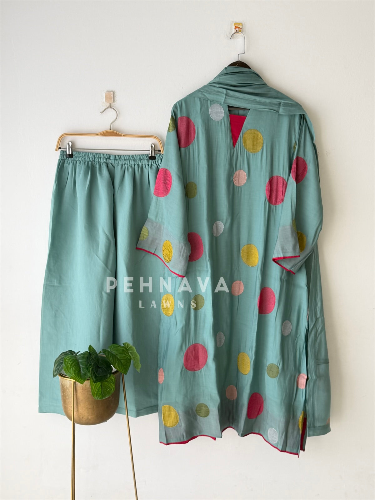 Polka Dot Appliqué Three Piece Set-SN6171