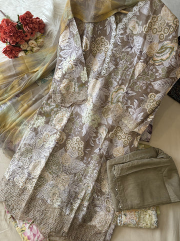 Lace Trimmed Floral Suit-Set-5007