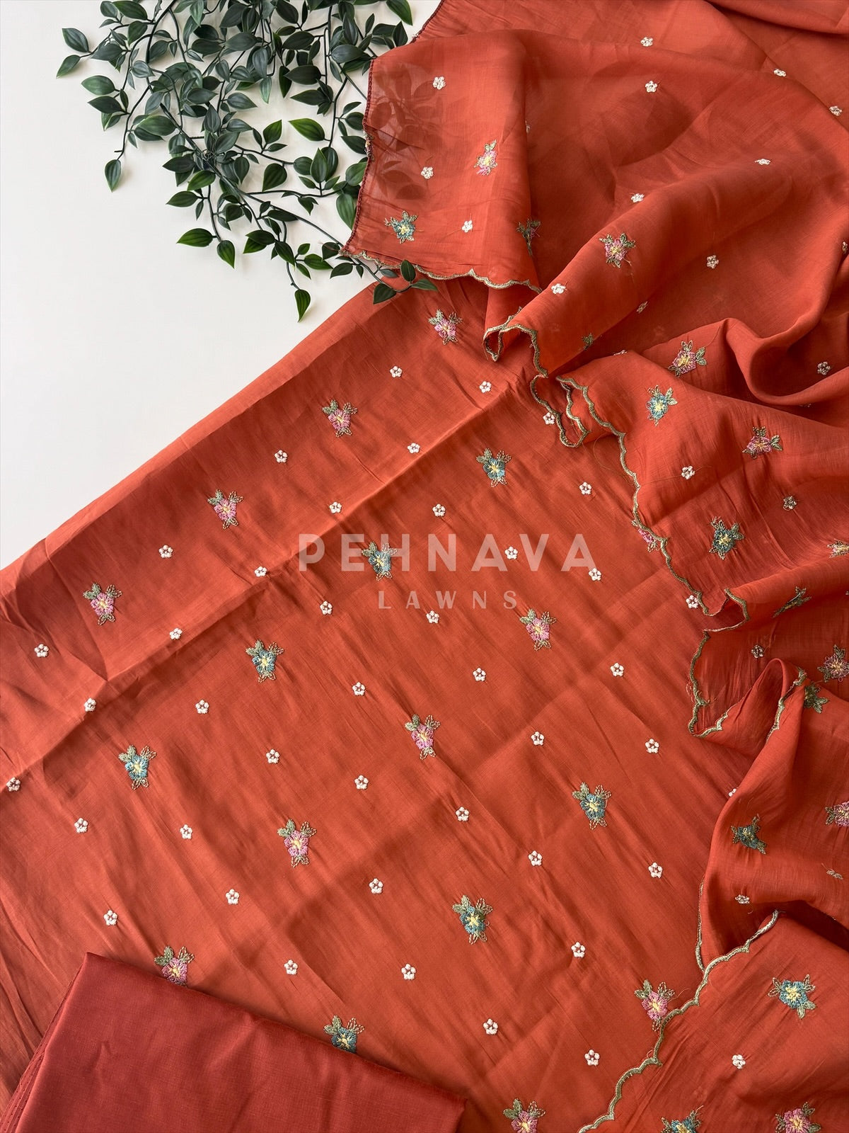 Chanderi Embroidered Suit-12713