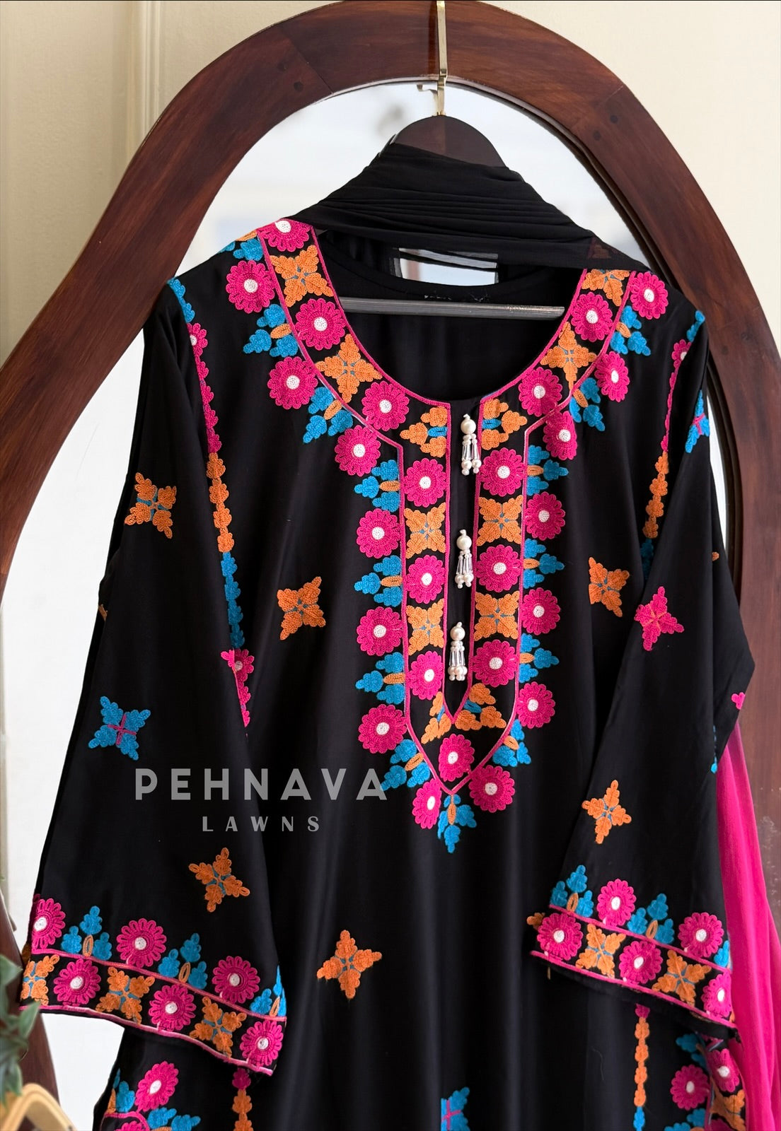 Black Multicolor Embroidered Suit Set LRC 377