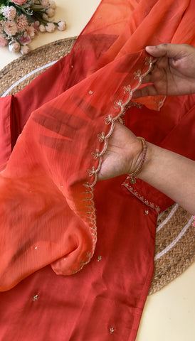 Russian silk suit with ombre scallop dupatta-8650