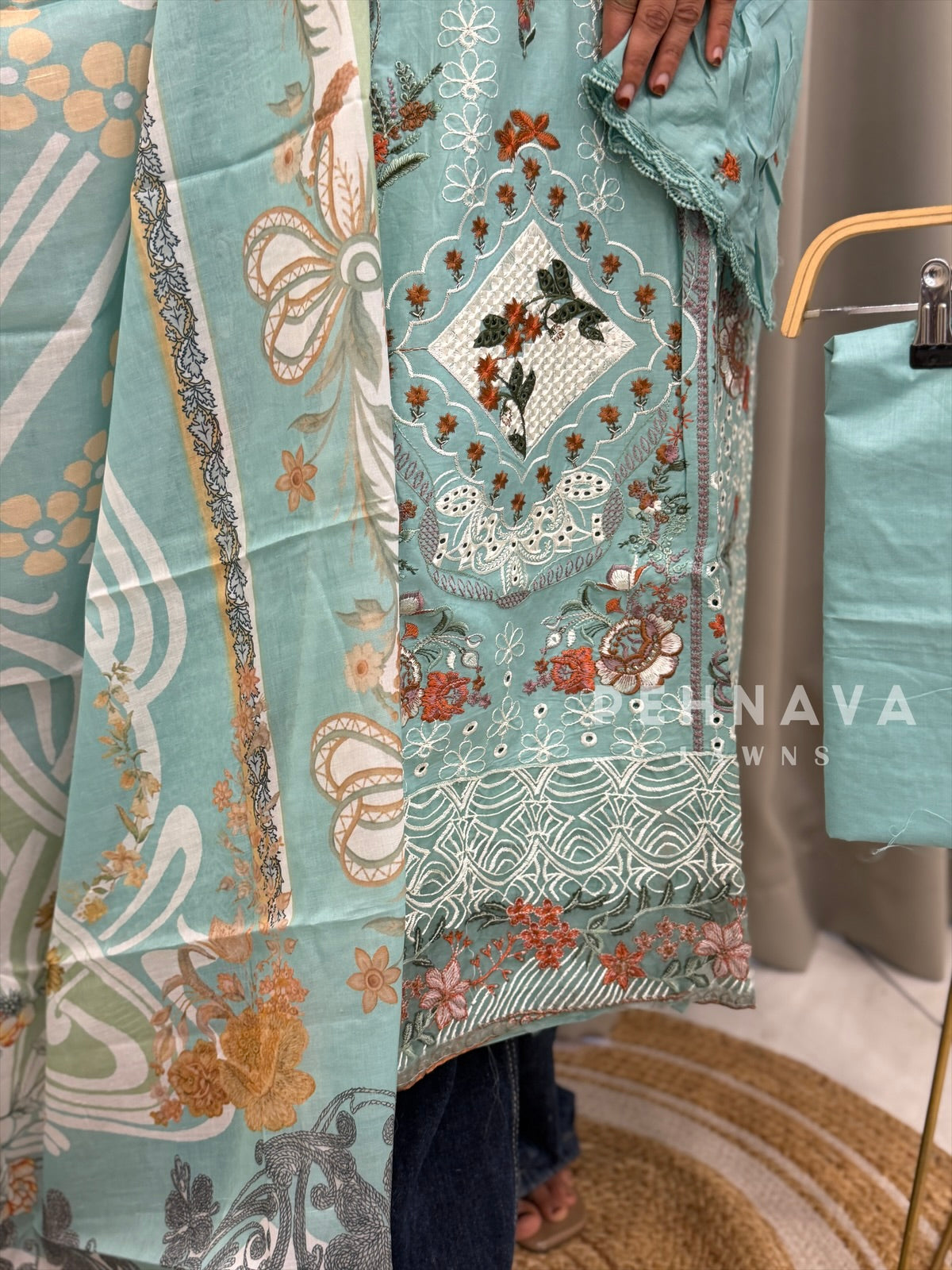 Embroidered Semi Stitched Suit-3909