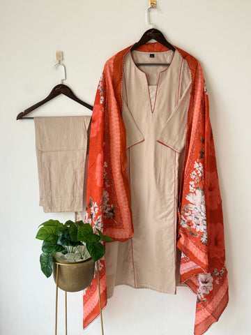 Cotton Flower Print Suit-No.3