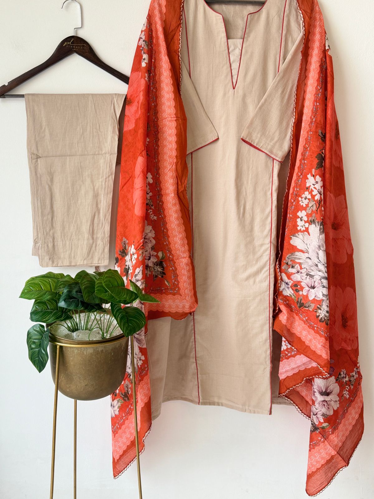 Cotton Flower Print Suit-No.3