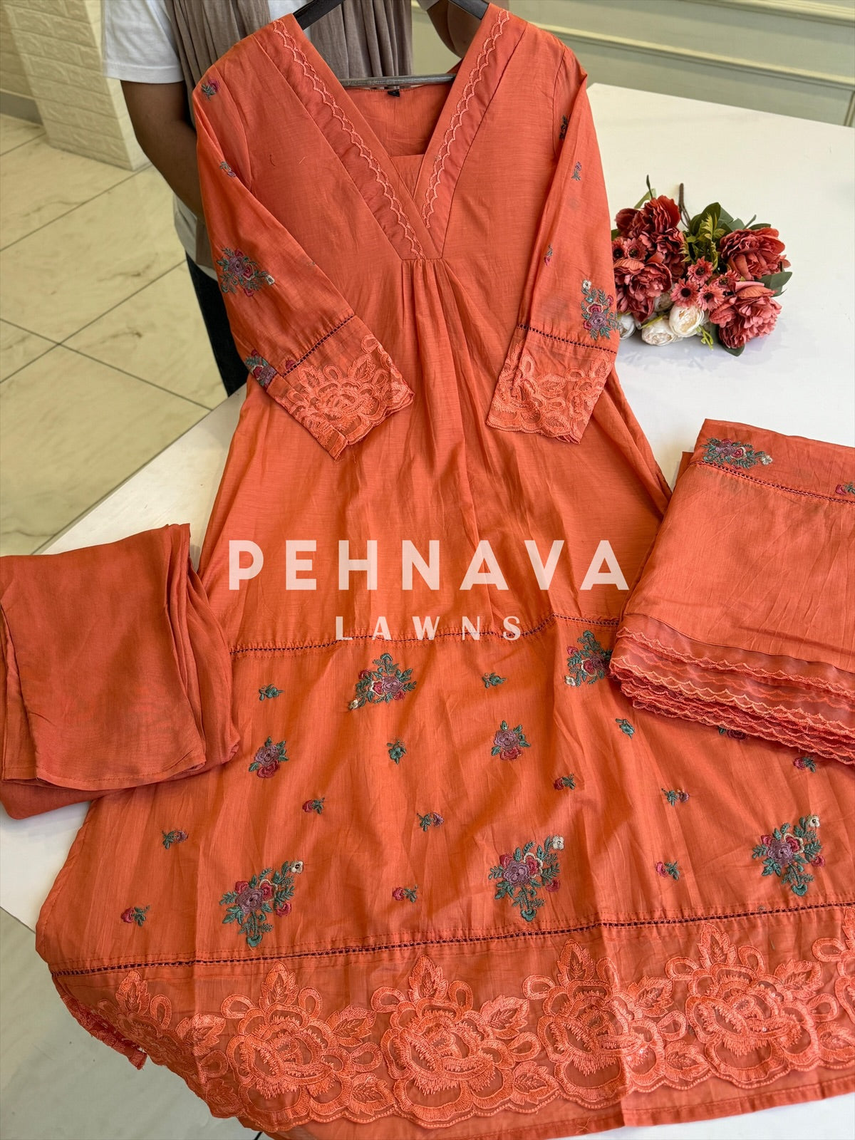 Premium Chanderi Festive Anarkali suit - Pehnava Lawns