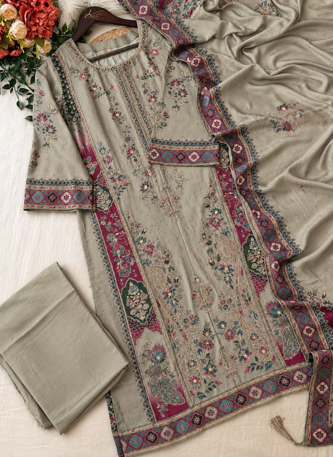 Muslin Unstitched Suit-351