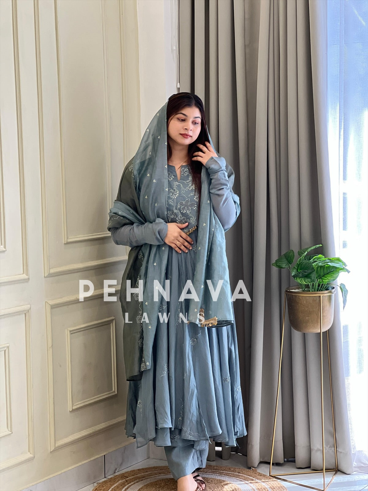 Anarkali Pastel Luxe Suit - Pehnava Lawns