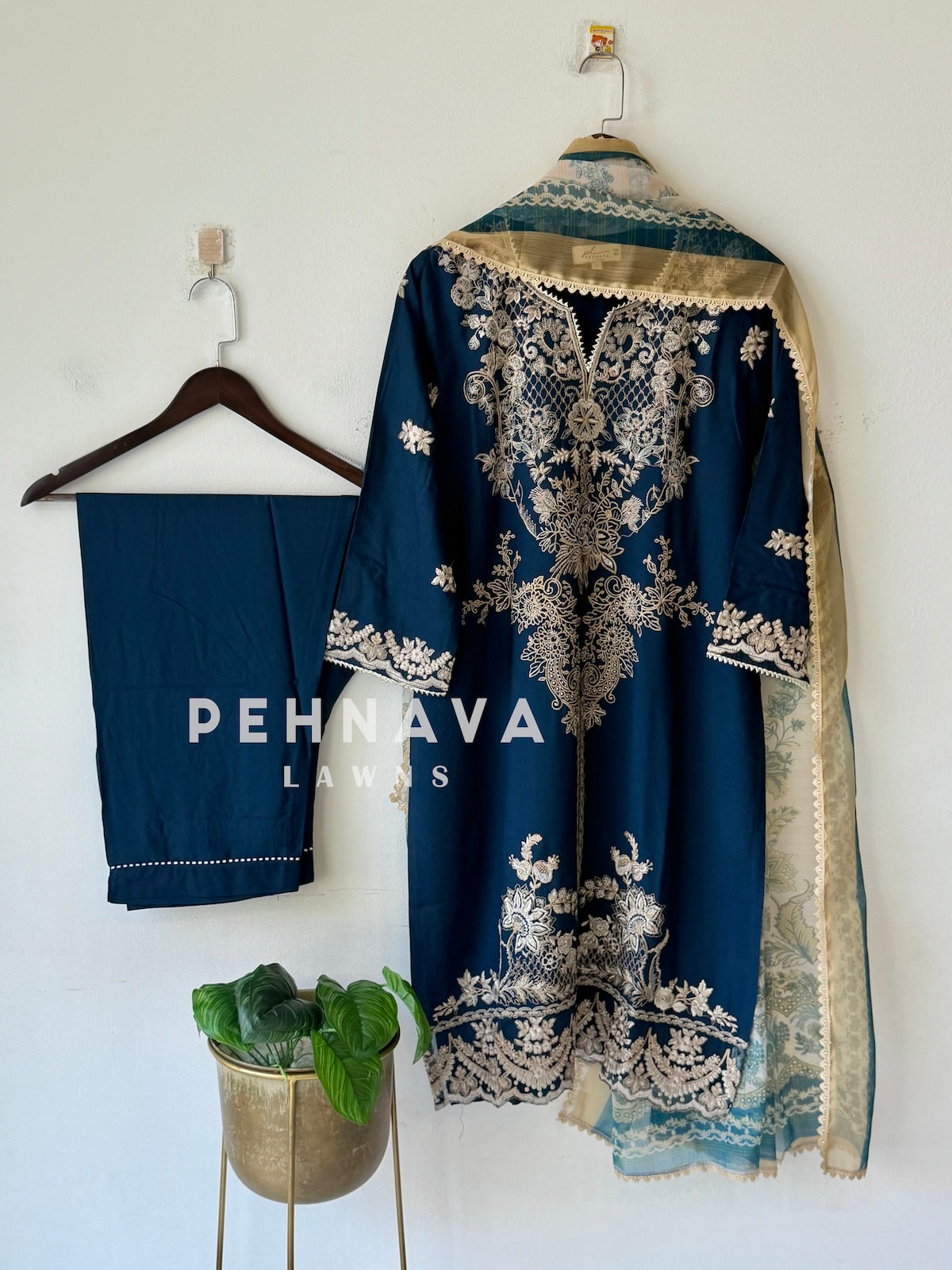 Rayon Embroidered Three Piece Suit-3639