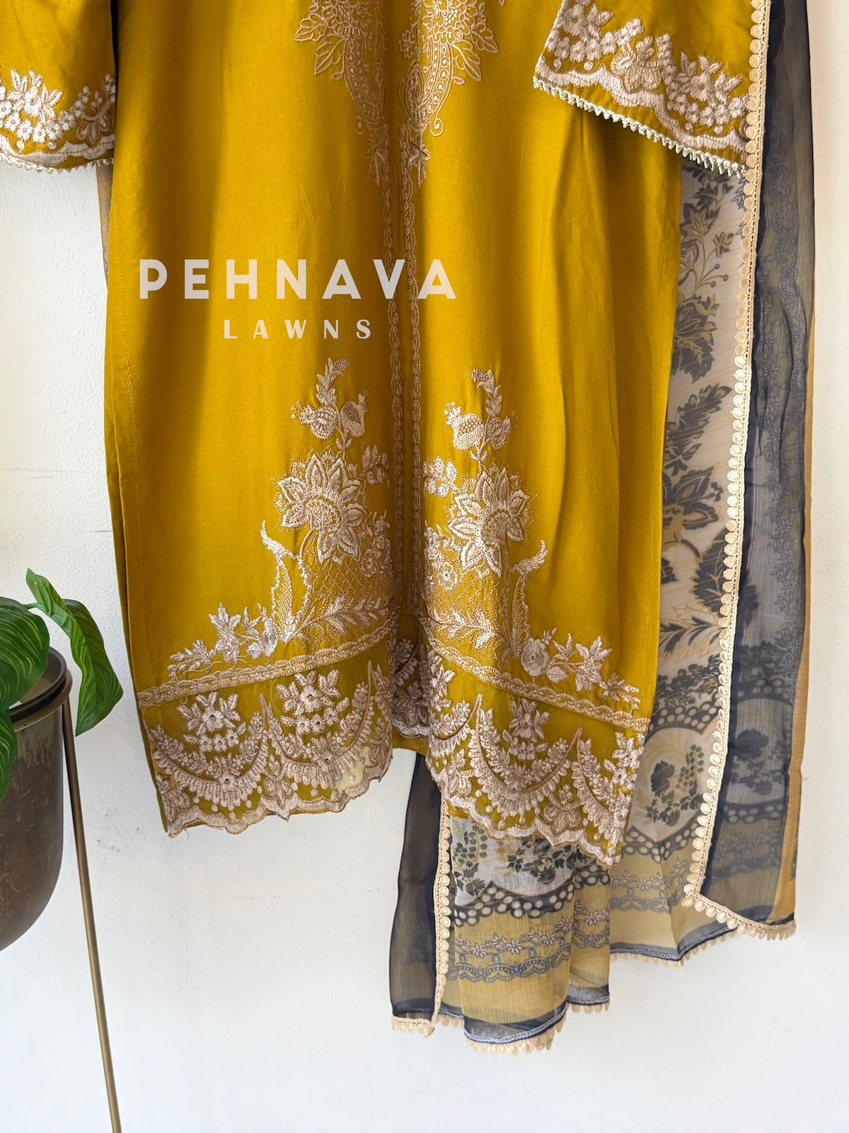 Rayon Embroidered Three Piece Suit-3639