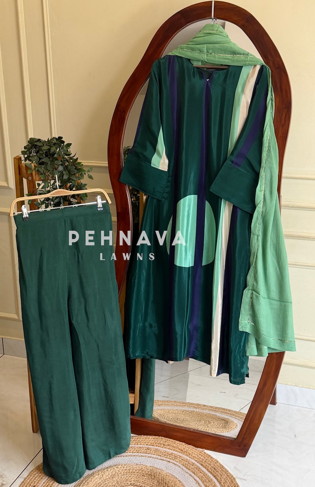 Striped Crepe Suit Set
