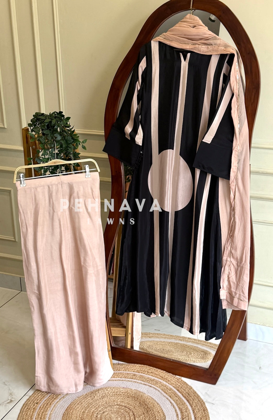 Striped Crepe Suit Set