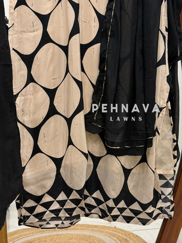 Printed Crepe Three Piece Suit