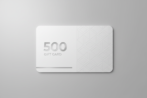Front side view of 500 gift card, modern and simple