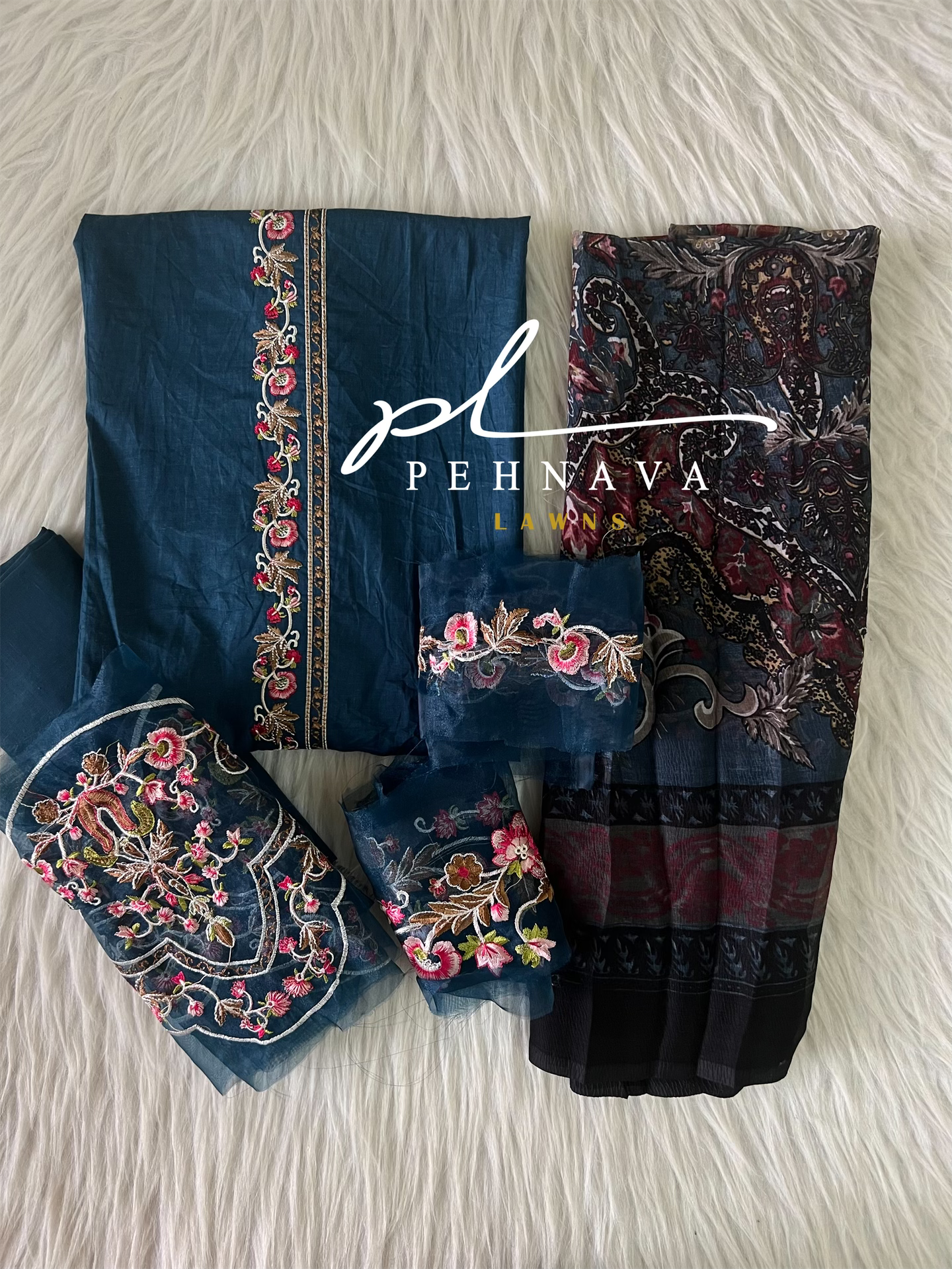 Ombre embroidered casual suit-3134 - Pehnava Lawns