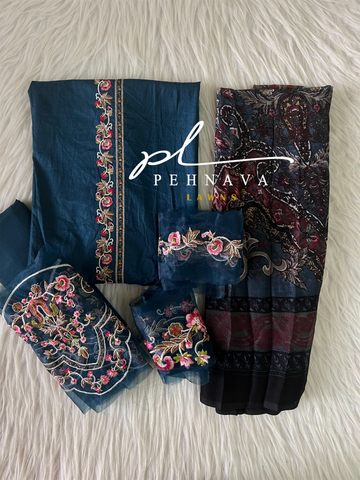 Ombre embroidered casual suit-3134 - Pehnava Lawns