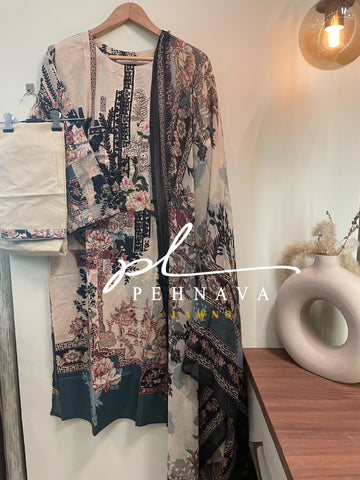 Solitaire printed offwhite suit 2172