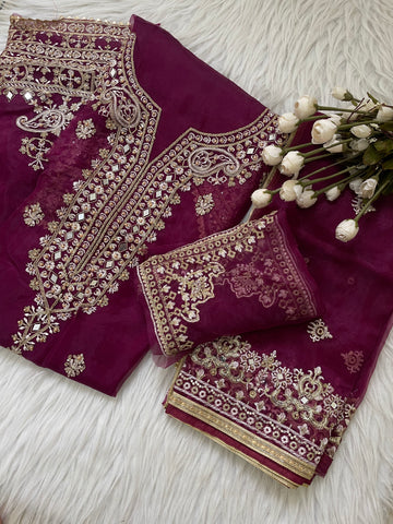 Organza mirror work suit