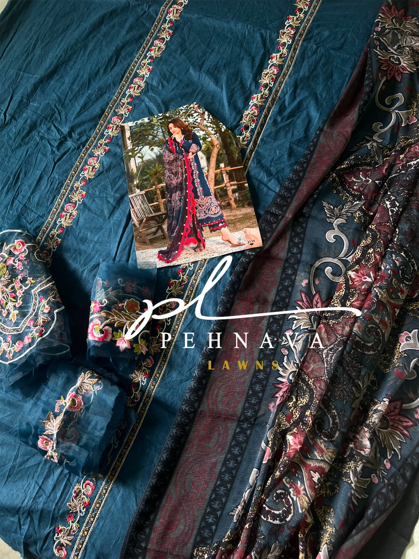 Ombre embroidered casual suit-3134 - Pehnava Lawns