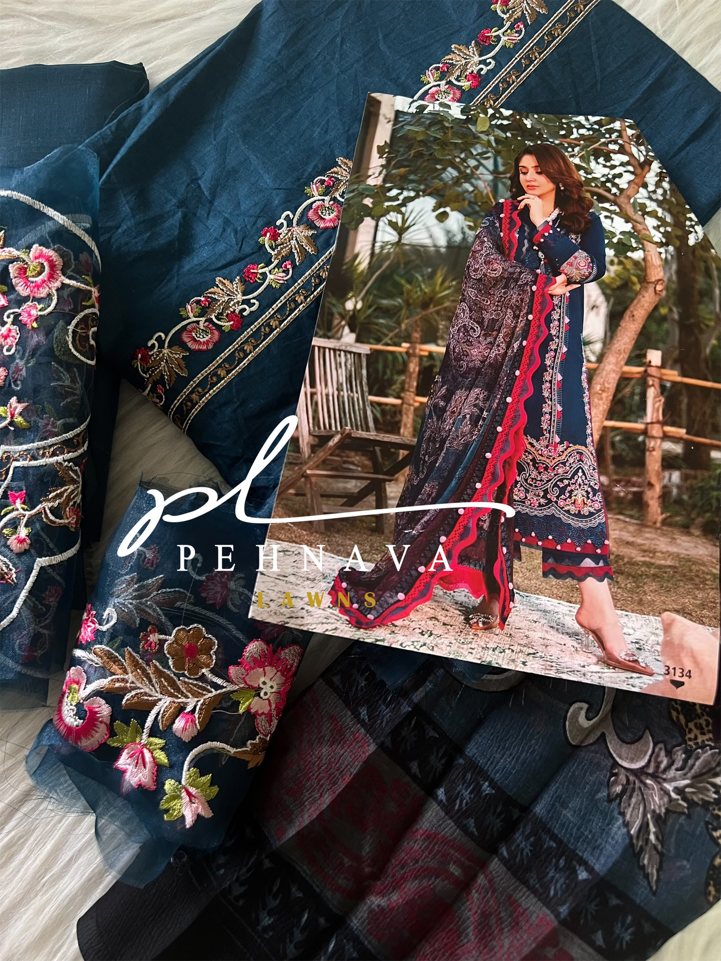 Ombre embroidered casual suit-3134 - Pehnava Lawns