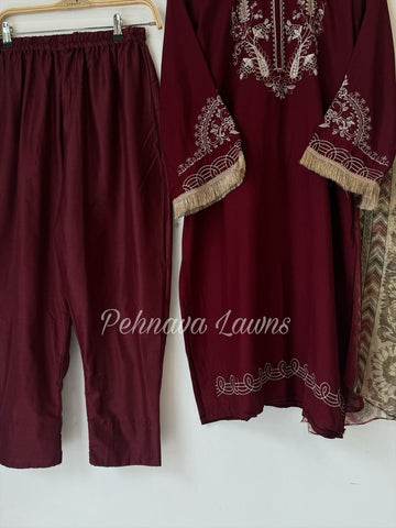 Rayon Embroidered Suit with Chiffon Dupatta591/572