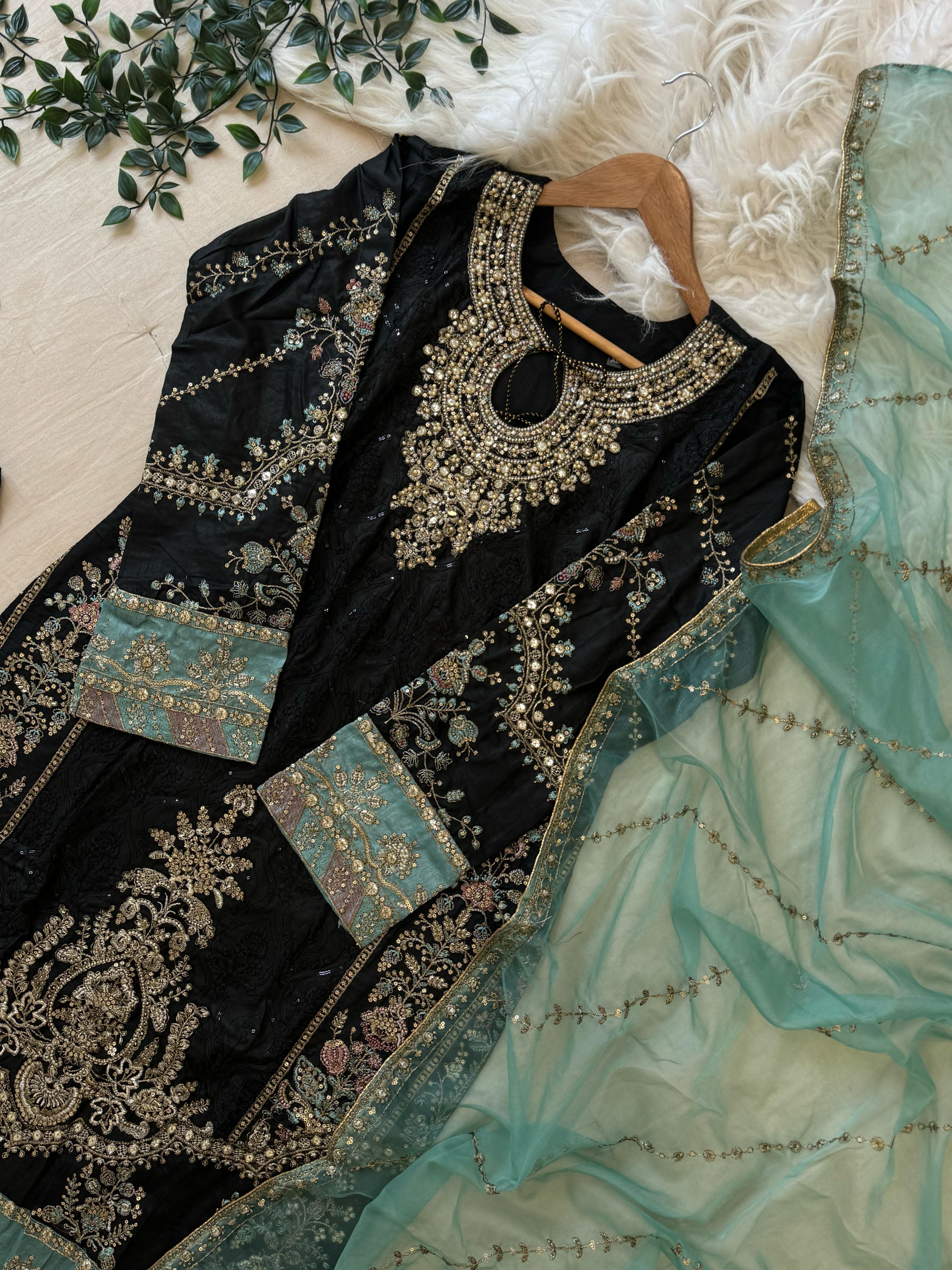 Cotton Heavy Embroidered Partywear Suit-5427