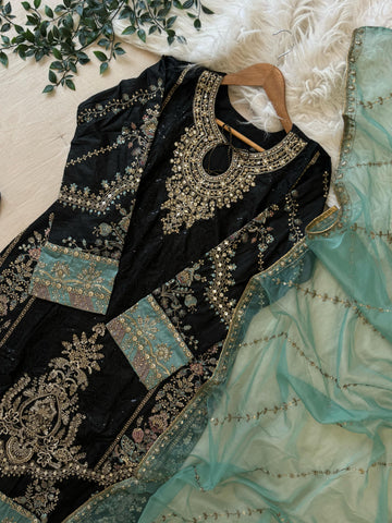 Cotton Heavy Embroidered Partywear Suit-5427